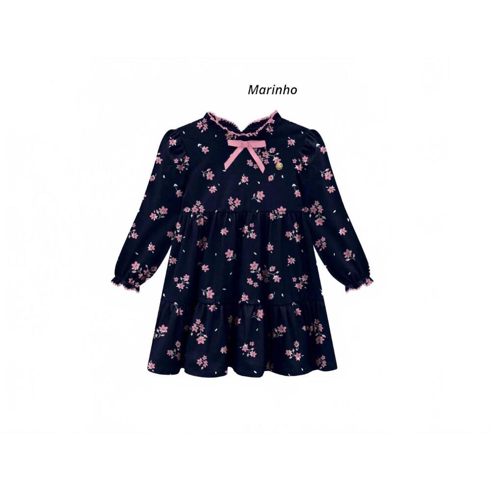 NEW MILON kid's floral dress in navy blue